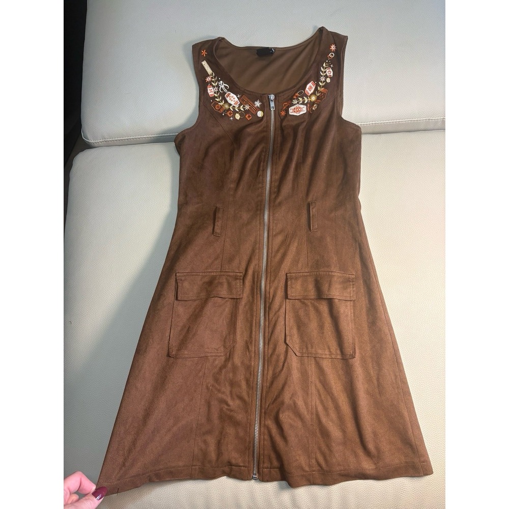 Women's XS Disney Her Universe Han Solo Embroidered Zipper Suede Tank Dress EUC